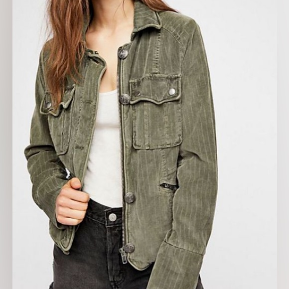 Free People Size Xs Green Charlie Fall Jacket Soft Cord Coat